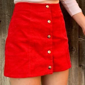 Corduroy button down skirt